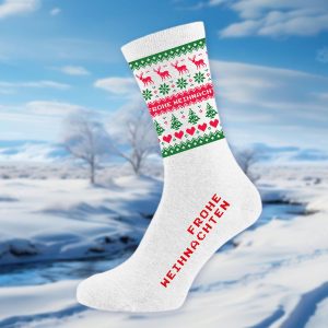 Gewebte Socken ” Frohe Weihnachten “